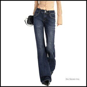 High Rise Flare Jeans Y2K Bootcut Vintage Stretchy Denim Loose Fit Retro